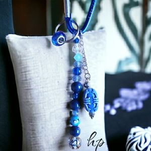 Blue Beaded Hand Crafted Keychain